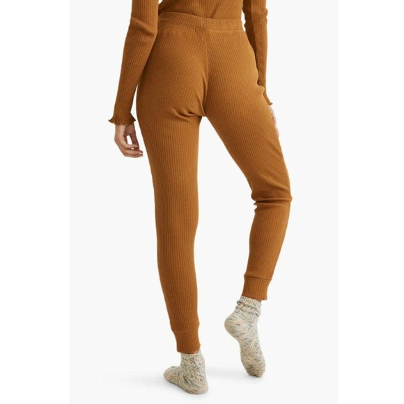 Madewell Ribbed Knit Slim Pajama Pants Golden Yellow - Picture 2 of 9